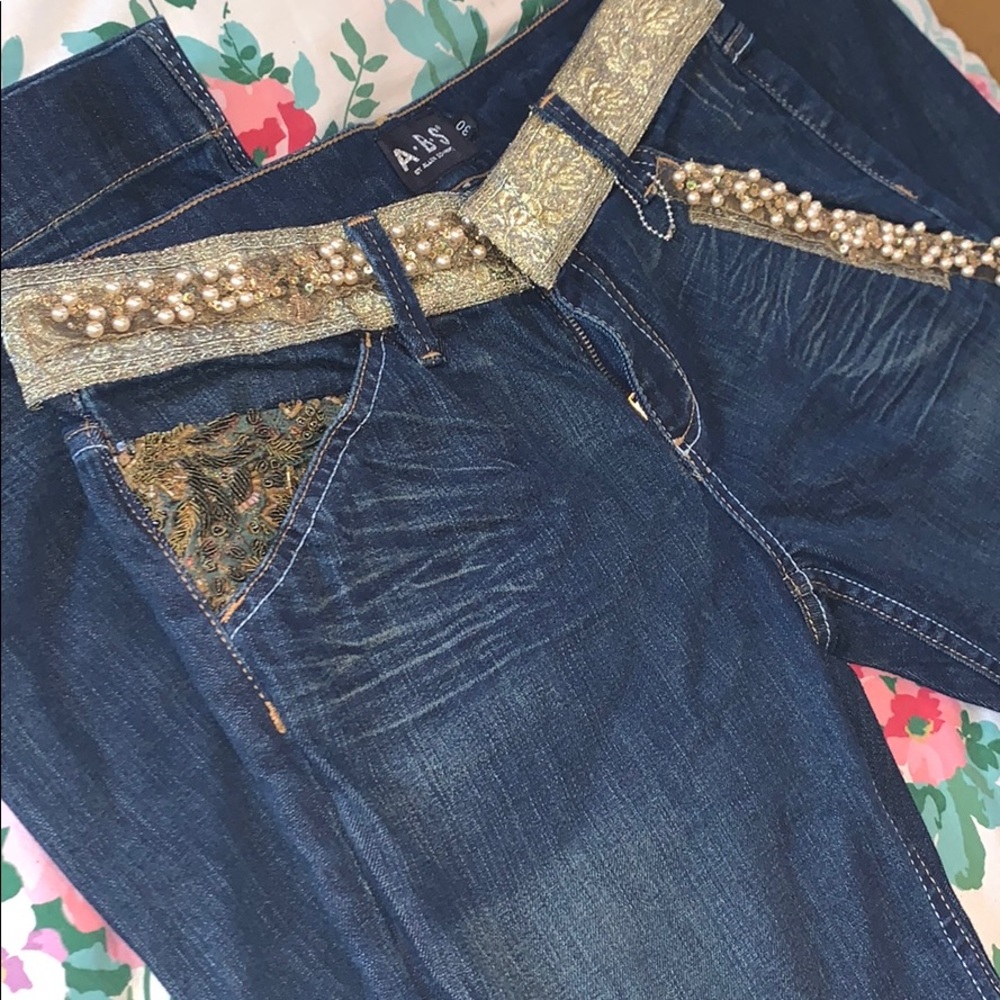 ABS BY ALLEN SCHWARTZ JEANS - SEQUINED WAISTBAND